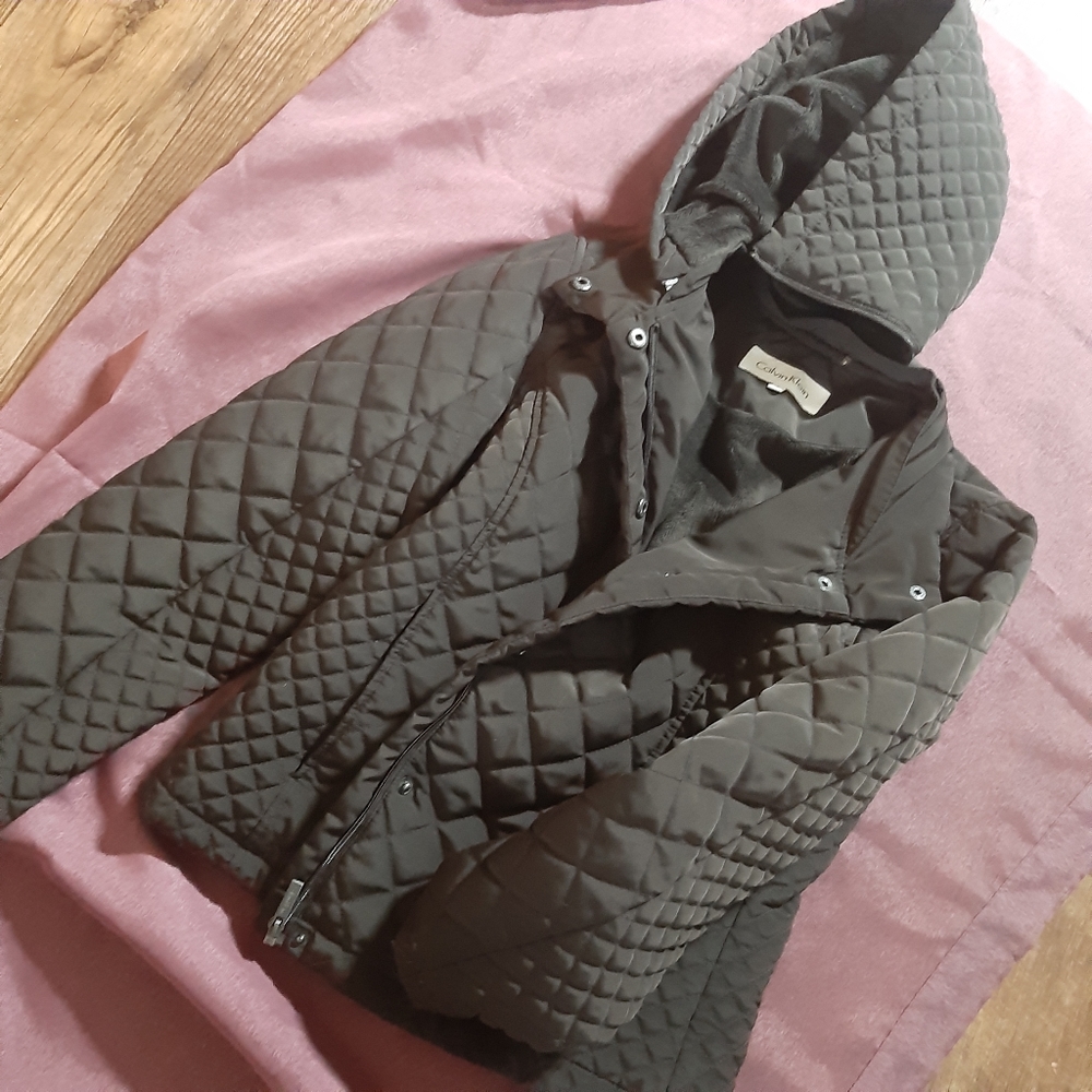 NEW! QUILTED BROWN Calvin Klein Coat Jacket Small